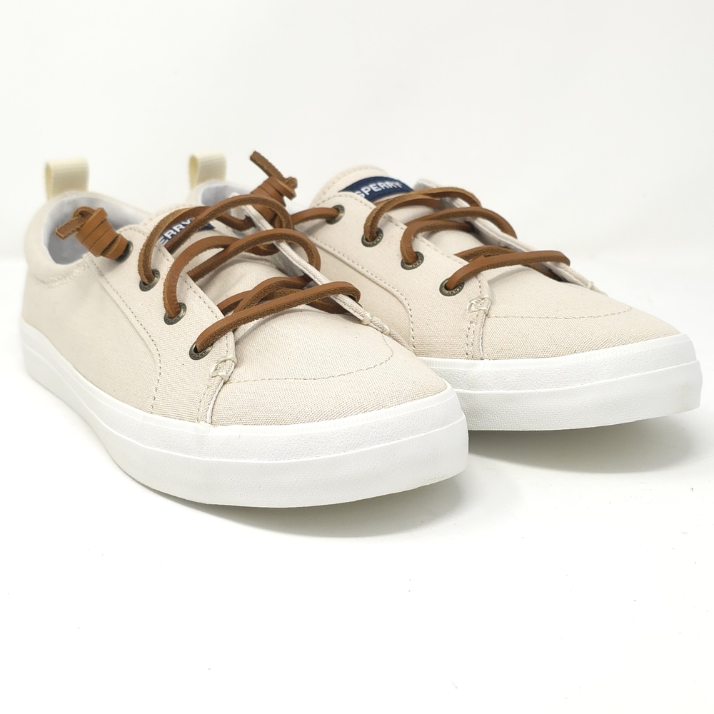 Sperry Womens Crest Vibe Canvas Low Top Lace Up Fashion Sneakers, Oat, Size 9M - Picture 2 of 8